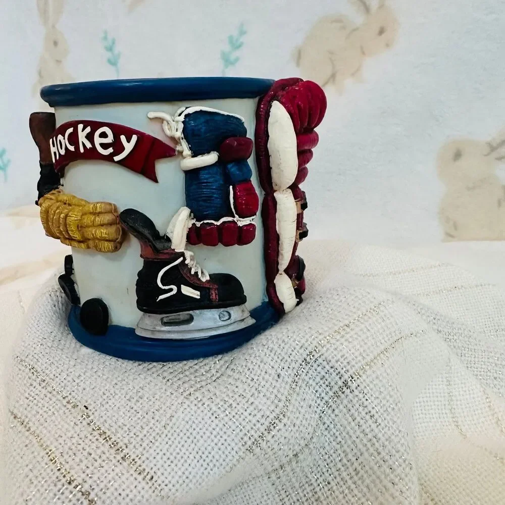 Hockey Themed Pencil Holder Sports  Enthusiast Desk / Office Kitschy Decor